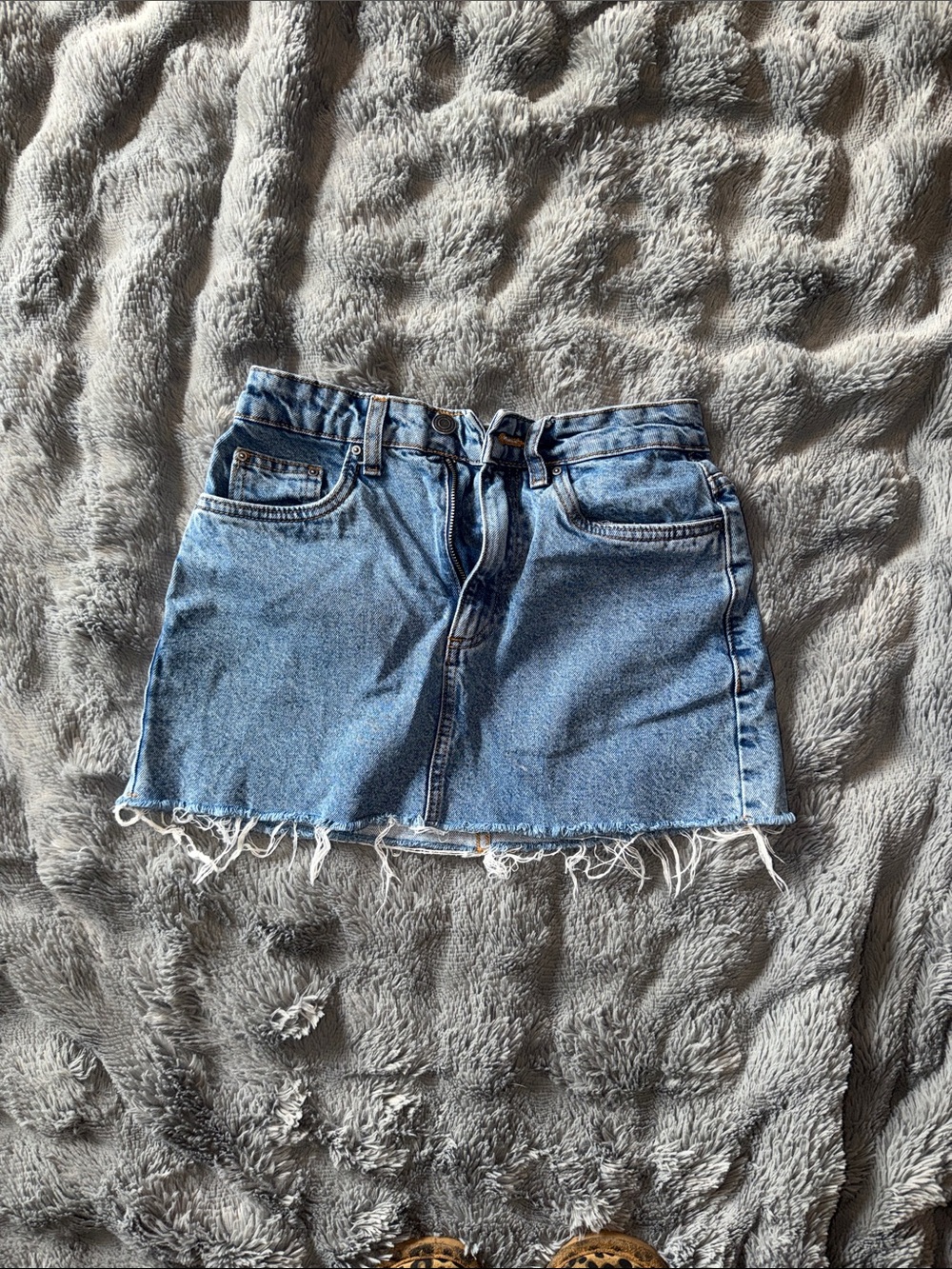 Cotton On Light Blue Distressed Denim Mini Skirt